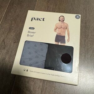 Pact Men's Organic Cotton Boxer Briefs - Dark Brown and Gray (Men’s Large)